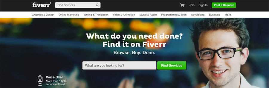 Fiverr Home Page Screenshot