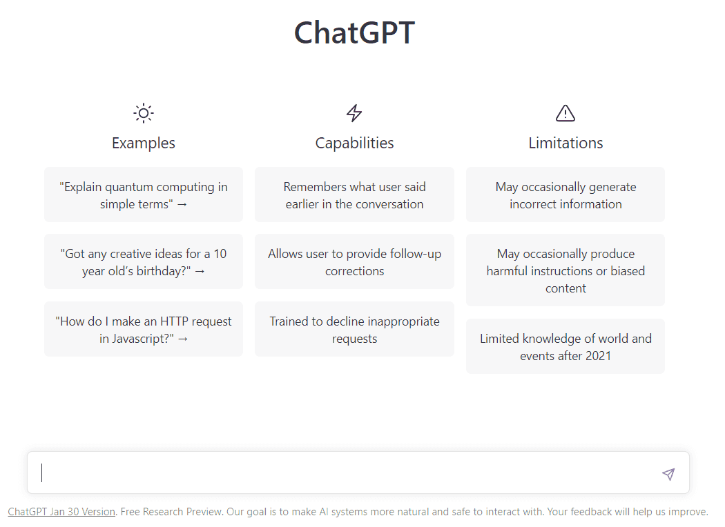 Alt Chat GPT main screen