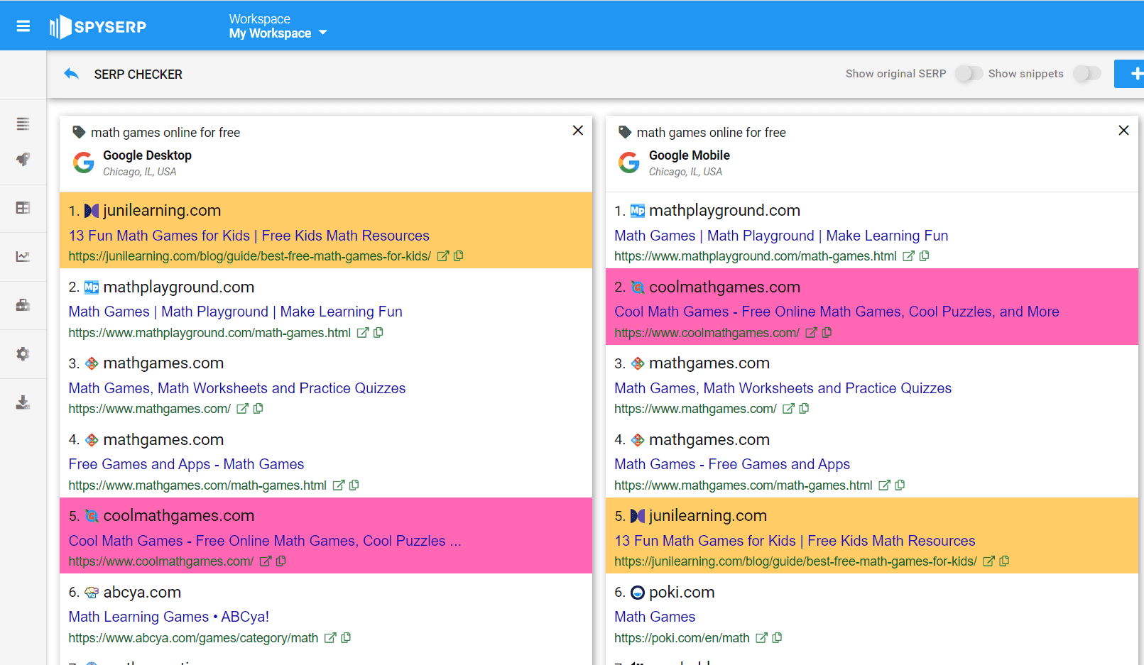 Serp desktop vs mobile