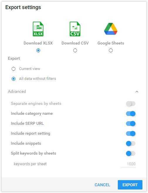 Serp Data Export