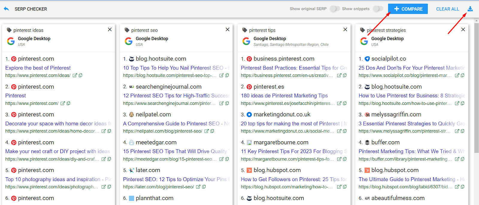 Serp snippets compare