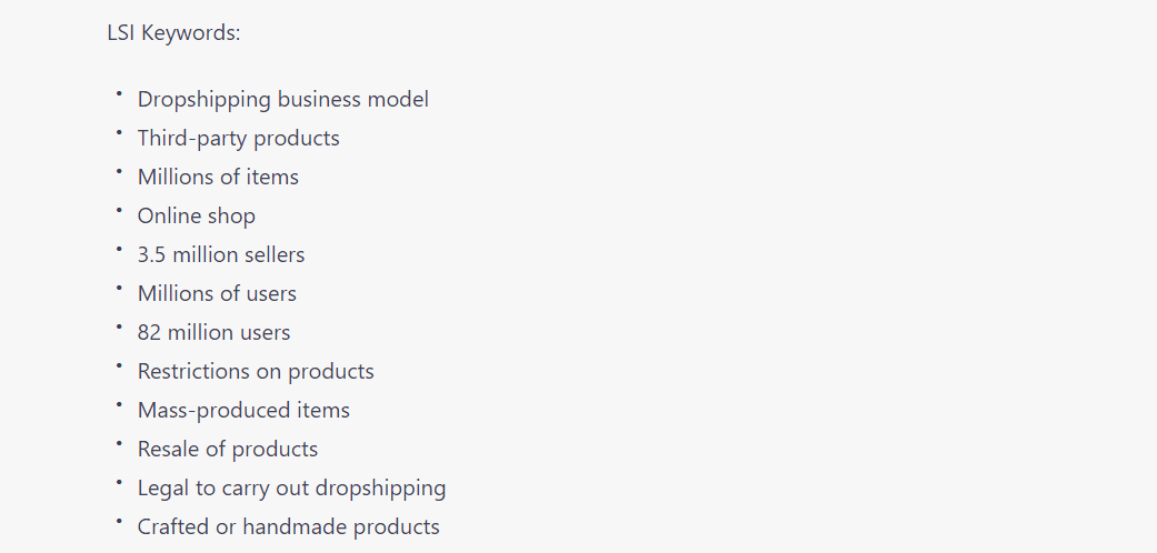 Missed lsi keywords