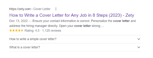 Faq google search results example