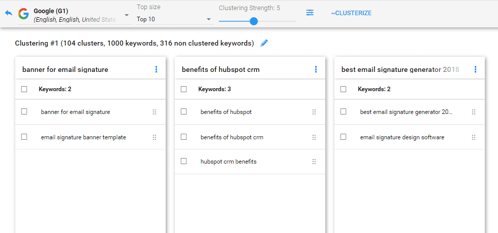 Spyserp Clustering Results