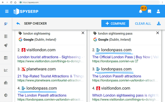 Find Differences Between Keywords In The SERP Checker