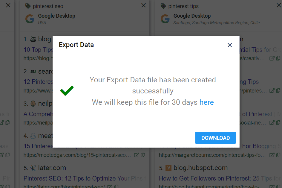 Export snippets