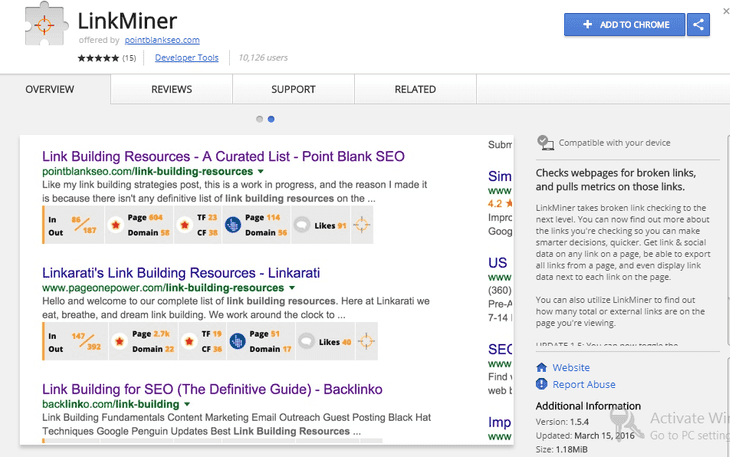 Linkminer Chrome Web Store