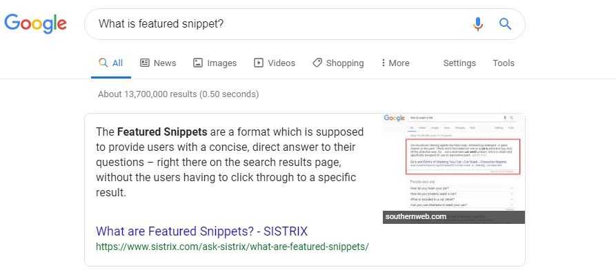 Featured Snippet A Paragraph